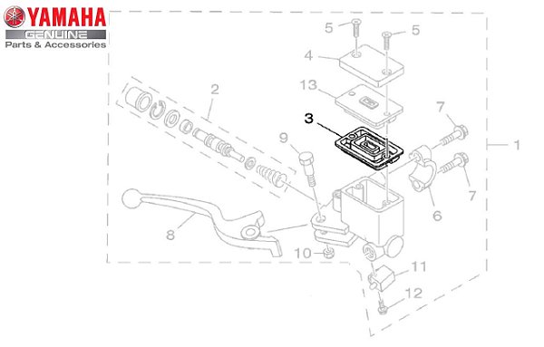 DIAFRAGMA DO RESERVATORIO DE FREIO DA XTZ150 CROSSER ; XTZ125 ; FAZER 150/FAZER 250/ FZ 25 2018 ATE 2024 ORIGINAL YAMAHA