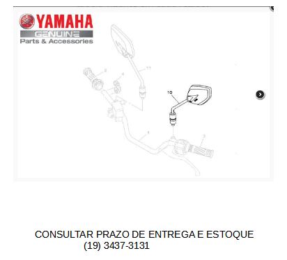 ESPELHO RETROVISOR ESQUERDO PARA XTZ150 CROSSER DE 2018 A 2022/ FAZER 150 2019 A 2022 /NOVA NEO 125 2020 ATE 2025/TENERE XTZ 250Z 2019/FLUO 125 2023 ATE 2025 ORIGINAL YAMAHA