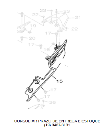 RABETA DIREITA YZF R15 2026 ORIGINAL YAMAHA (CONSULTAR PRAZO DE ENTREGA E ESTOQUE)