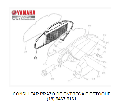 ELEMENTO DO FILTRO DE AR PARA NMAX 160 2021 A 2026 ORIGINAL YAMAHA (CONSULTAR PRAZO DE ENTREGA E ESTOQUE)