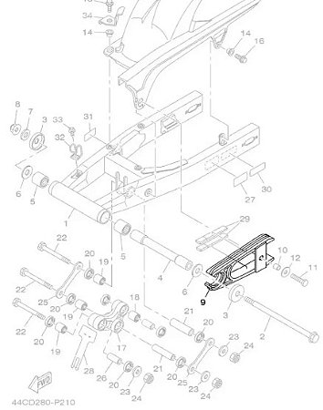 GUIA DESLIZANTE DA CORRENTE OU VEDADOR PROTETOR FAZER 250 2017 ORIGINAL YAMAHA