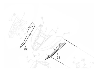 GRÁFICO DA TAMPA FRONTAL PARA NEO 125 VERMELHO 2025 ORIGINAL YAMAHA