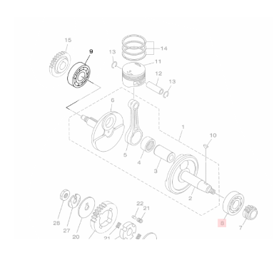 ROLAMENTO VIRABREQUIM ESQUERDO PARA FZ 15 2023 E 2024 ORIGINAL YAMAHA