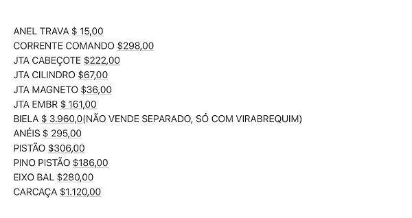 Peças R15 2025-kit cilindro/juntas-original yamaha