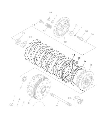 DISCO DE EMBREAGEM E SEPARADORES DA DRAG STAR 650 2004-ORIGINAL YAMAHA