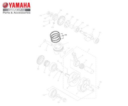 JOGO DE ANÉIS (STD) DO PISTÃO PARA LINHA 250CC FAZER , LANDER E TÉNÉRÉ ORIGINAL YAMAHA