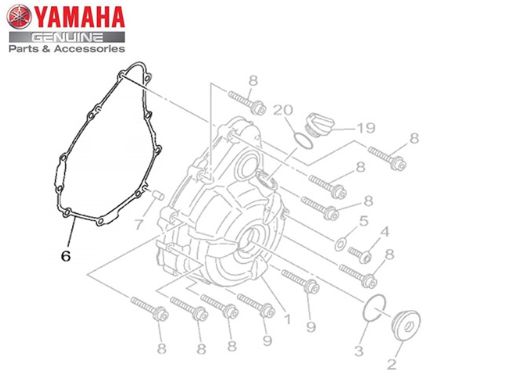 JUNTA DA TAMPA ESQUERDA DO MOTOR MT 07 ORIGINAL YAMAHA (CONSULTAR PRAZO DE ENTREGA E ESTOQUE)