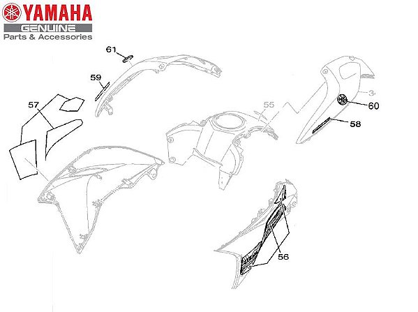 GRAFICOS E EMBLEMAS DA TOMADA DE AR E CARENAGEM DO TANQUE DA NOVA LANDER ABS 2020 E 2021 ORIGINAL YAMAHA
