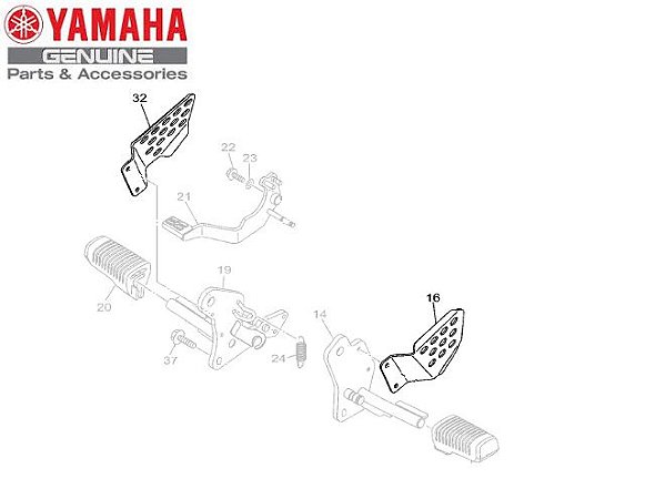 PLACA DE FIXACAO OU PROTETOR DO ESTRIBO DA FAZER 150 2016 EM DIANTE ORIGINAL YAMAHA