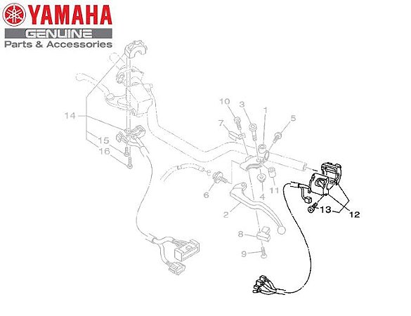 PUNHO OU INTERRUPTOR DO GUIDAO LADO ESQUERDO MT-09 ATÉ 2019 ORIGINAL YAMAHA