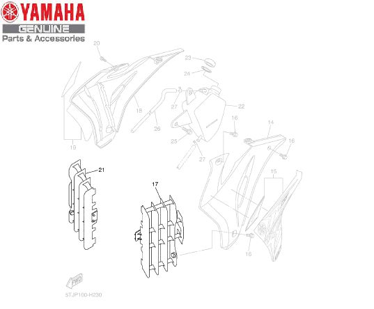 GRADE OU PAINEL DAS TOMADAS DE AR DA WR450 F 2007 A 2011 ORIGINAL YAMAHA