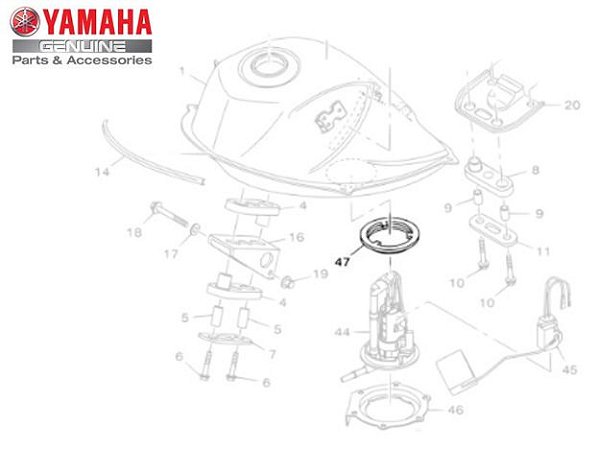 ANEL DE BORRACHA DO TANQUE PARA YS250 FAZER E XTZ250 LANDER ORIGINAL YAMAHA