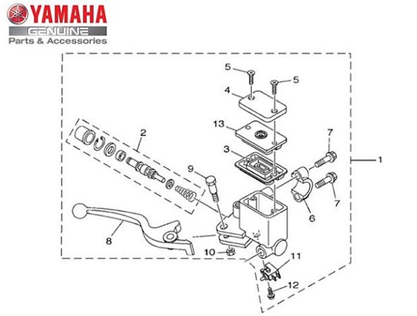 CILINDRO MESTRE DIANTEIRO COMPLETO PARA YBR125 FACTOR , YBR150 FACTOR E YS150 FAZER ORIGINAL YAMAHA