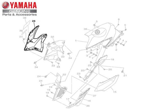 GUIA DE AR DIREITA PRATA PARA FZ25 NOVA FAZER 250 ABS ORIGINAL YAMAHA