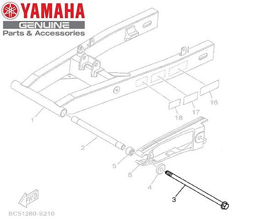 EIXO DO GARFO TRASEIRO PARA FZ25 NOVA FAZER 250 ABS 2018 A 2021 ORIGINAL YAMAHA