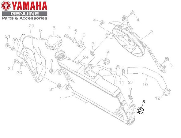 ILHO DE BORRACHA DO RADIADOR DA MT-07 ORIGINAL YAMAHA