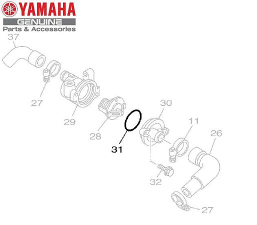 ANEL DE BORRACHA DA TAMPA DA VALVULA TERMOSTATICA PARA TDM850 E TDM900 ORIGINAL YAMAHA