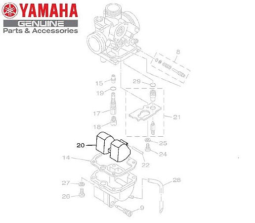 BOIA DO CARBURADOR PARA YBR125 E XTZ125 ATÉ 2008 ORIGINAL YAMAHA