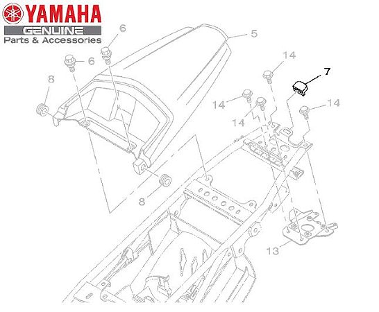 ILHO DE BORRACHA DO PARALAMA TRASEIRO PARA XTZ125 , XTZ250 LANDER E LANDER X MOTARD ORIGINAL YAMAHA