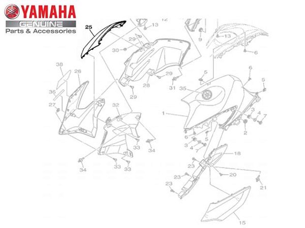 TOMADA DE AR DIREITA PARA FZ25 NOVA FAZER 250 ABS ORIGINAL YAMAHA