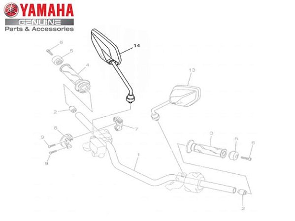 ESPELHO RETROVISOR PARA FZ25 NOVA FAZER 250 ABS 2018 A 2021 ORIGINAL YAMAHA