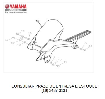 PARALAMA TRASEIRO COM CAPA CORRENTE PARA FZ25 NOVA FAZER 250 ABS 2018 A 2023 ORIGINAL YAMAHA (CONSULTAR PRAZO DE ENTREGA E ESTOQUE)