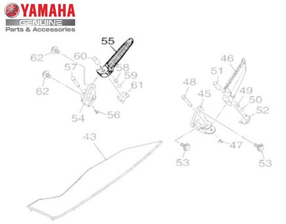 PEDALEIRA OU ESTRIBO TRASEIRO DIREITO PARA NMAX 160 2017 A 2020 ORIGINAL YAMAHA