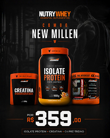 Combo Performance: Whey + Creatina + Pré-Treino | New Millen
