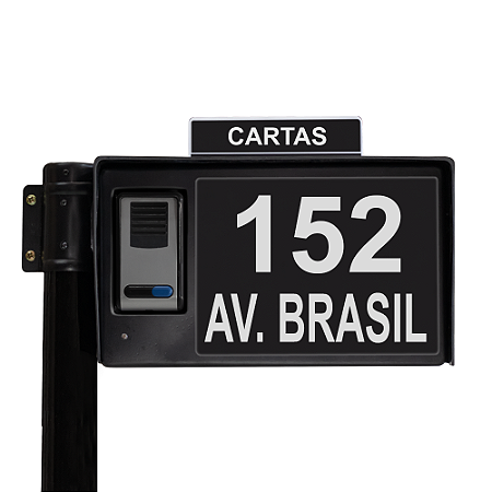 Caixa de Correio Inteligente Preta com Iluminação e Interfone