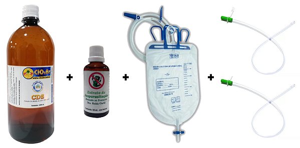 Kit enema (SDC/CDS 1000mL PET + Extr. desparasitação + Bolsa + 2 sondas)