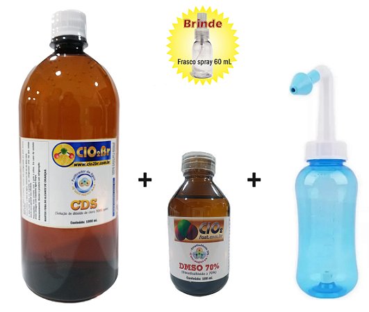COMBO LIMPEZA NASAL (CDS 1000ML EMB. PET + DMSO 70% 100ML + FRASCO NASAL)