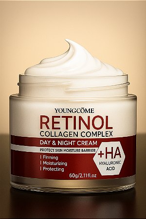 Estética - Aparência renovada - Creme hidratante facial com colágeno, retinol, vitamina C e iluminador da pele