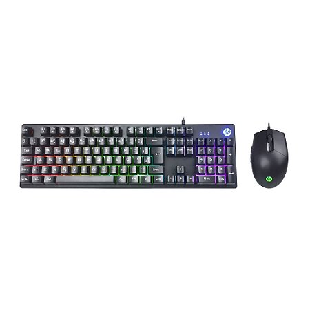 KIT TECLEDAO E MOUSE USB GAMING MEMBRANA KM300F PRETO HP