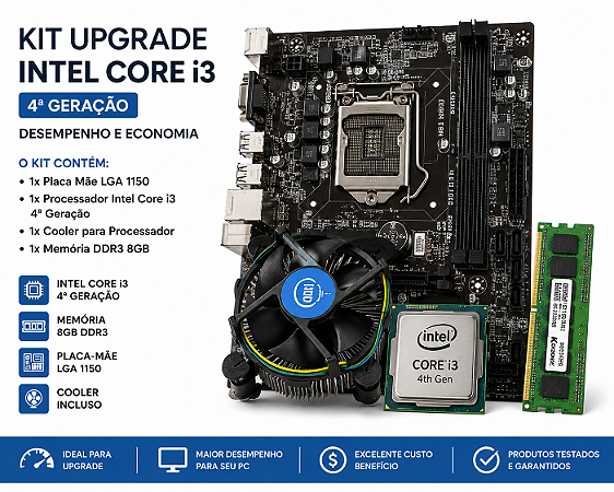 KIT UPGRADE I3 4 GERAÇAO MB H81 8GB DE RAM
