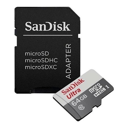 CARTAO 64GB MICRO SD ULTRA SANDISK 2X1 100MBPS