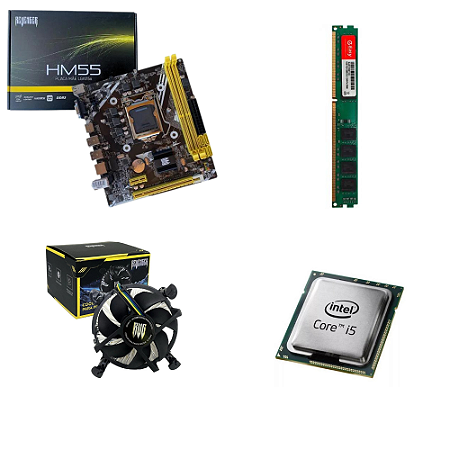 KIT UPGRADE PLACA MAE H55 REVENGER LGA 1156 INTEL CORE I5-650 COM 8GB DE RAM E MAIS COOLER