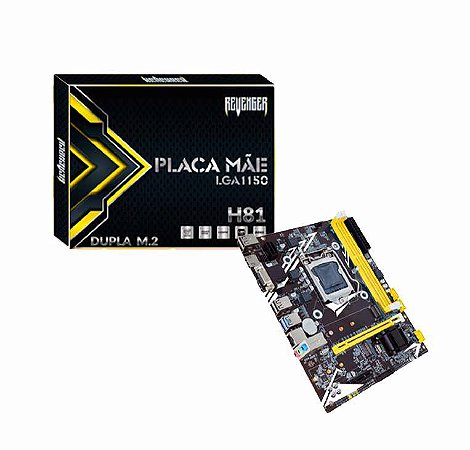 PLACA MAE H81 PRO LGA 1150 1 SLOT PARA M2 NVME E SLOT M2 SATA REDE GIGALAN 4 E 5 GERAÇAO G-H81 PRO REVENGER