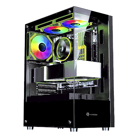 GABINETE GAMER PRETO 3 FAN INCLUSO VIDRO TEMPERADO GB1792 HAYOM