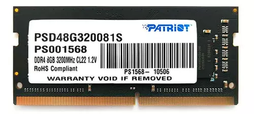 MEMORIA NOTEBOOK  DDR4 8GB 3200MHZ CL22 1.2V PATRIOT SINGNATURE 9DS00472-PSD48G32002S