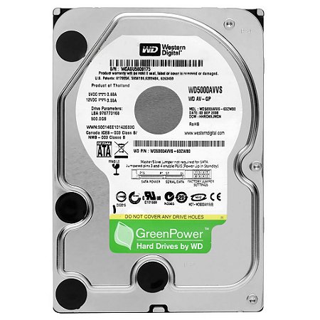 HD 500GB GREEN WD500AVVS WESTERN DIGITAL PULL