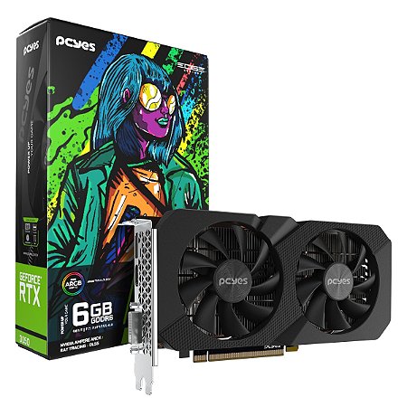 PLACA DE VIDEO RTX 3050 6GB RGB GDDR6 96BIT PROJETO EDGE NVIDIA GEFORCE PVRTX30506BLPE PCYES