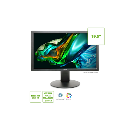 MONITOR 19,5 POLEGADAS 75HZ TN VGA HDMI LCD E200Q BI ACER