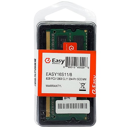 MEMORIA NOTEBOOK DDR3 8GB 1600MHZ PC3L 1.35V 12800 CL11 EASY16LS11/8 EASY MEMORY