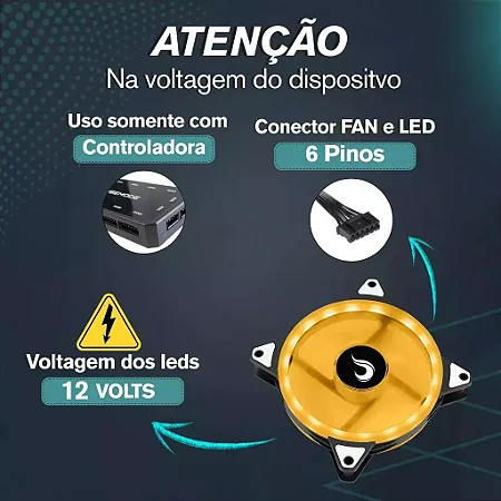 COOLER FAN SMART RGB 12CM 6 PINOS 12V RM-FC-05-12V RISE MODE