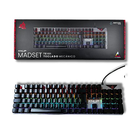 TECLADO GAMER MECANICO SWITCH AZUL USB ILUMINACAO ABNT2 KP-TE151 KNUP