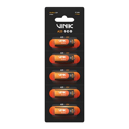 CARTELA COM 5 UNIDADES BATERIA ALCALINA A23 12V VBA23B5 VINIK