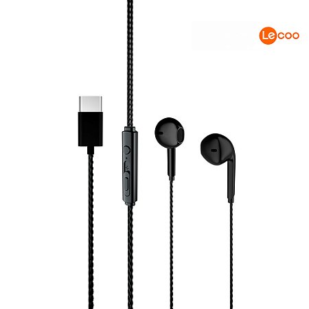 FONE DE OUVIDO INTRA AURICULAR USB-C PRETO EH104BK-C LECOO LENOVO