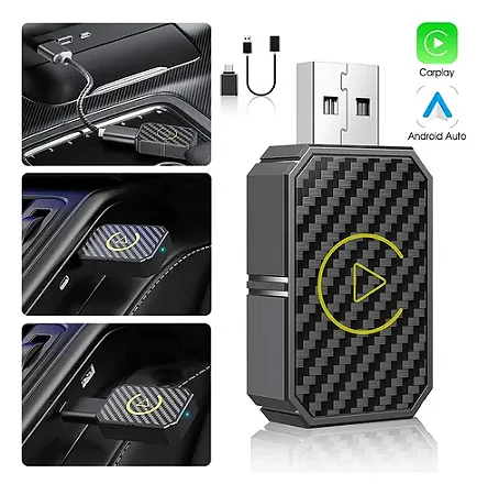 ADAPTADOR SEM FIO AUTOMOTIVO CARPLAY ANDROIDA AUTO COM ADAPTADOR USB-C VPL-1469 TORQUEHAMMER