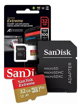 CARTAO DE MEMORIA 32GB MICRO SD EXTREME 4K U3 A1 V30 SDSQXAF-032G-6NMA SANDISK