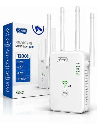 REPETIDOR DE SINAL DUAL BAND 2.4GHZ 5G 1200MBPS KP-RW402/G KNUP